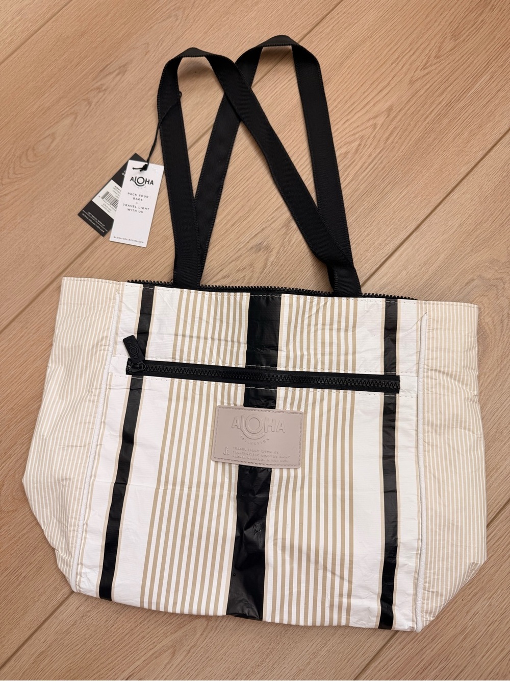 ALOHAS Go-To Tote Cream and Black Striped Tote collection Le Tour